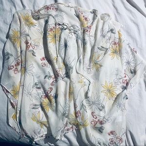 Cream floral poncho blouse
